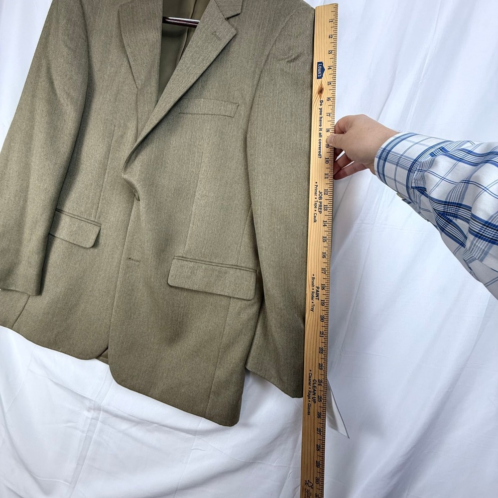 Andrew Fezza Men's Blazer 42R Tan Herringbone Tweed Sport Coat - Picture 15 of 15